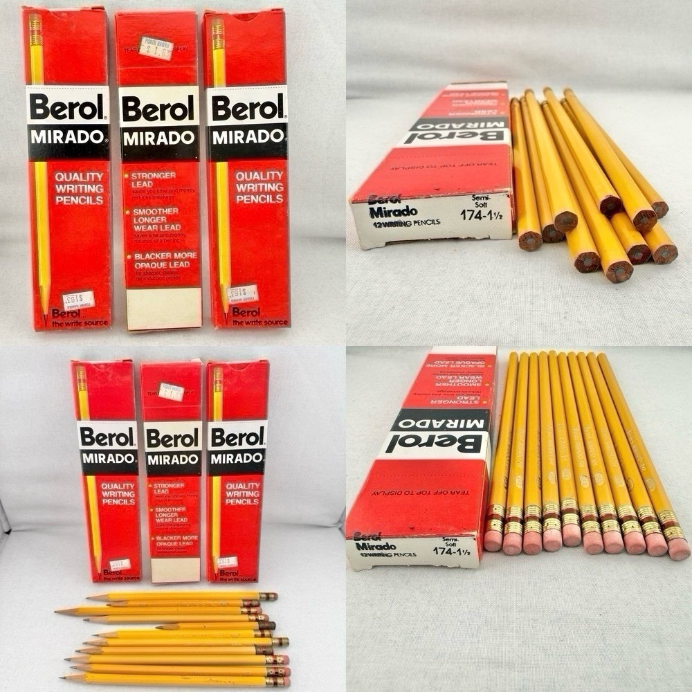 Vintage Berol Mirado Quality Writing Pencils 174-1, 1 1/2, 2 Soft-Medium + Boxes